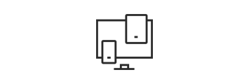 Symbole eines Desktops, eines Tablets und eines Telefons, die für die Darstellung von Channel Intelligence-Diensten verwendet werden, ein strategischer Multichannel-Ansatz, um die Zielgruppe über E-Mail, soziale Medien, programmatische Werbung und mehr zu erreichen.